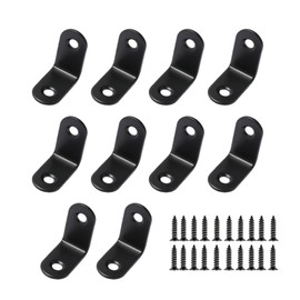 10 soportes de esquina con tornillos, color blanco y negro, ideales para muebles, gabinetes y proyectos de bricolaje RPS-IND