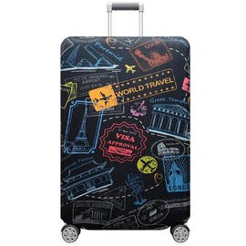 fancyfree Luggage Cover Washable Suitcase Protector Anti-scratch Suitcase cover (Colorful Landmarks, S(18"-21" luggage))