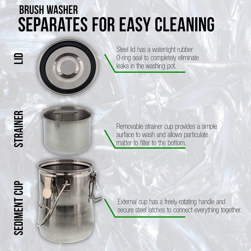 US Art Supply Large Stainless Steel Leak-Proof Premium Brush Washer