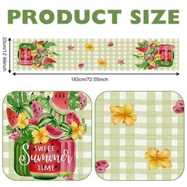 BSITSSS Summer Table Runner, Watermelon Table Runners for Dining Table, 33 x183 cm Seasonal Sweet Summer Kitchen Runner Dining Table Decoration for Home Party Decor