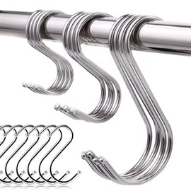 Glamified S Hooks for Hanging Clothes (10 Pack), Stainless Steel S Hooks Heavy Duty, Durable S Shaped Hanging Hooks, Kitchen Hooks for Utensils, Large S Hooks for Hanging Pots, 8 cm Multipurpose Metal