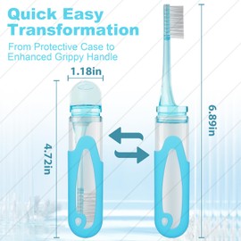 Foldable Travel Toothbrush, Portable Soft Bristles Toothbrushes Adults Size, Folding Cover Collapsible Medium Bristle Brushes Individually Wrapped Good for School Hiking Camping 4 Pieces