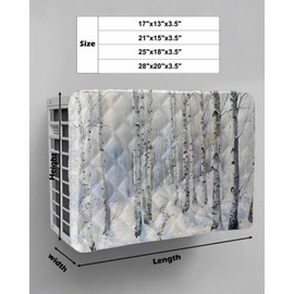 Winter Forest Indoor Air Conditioner Cover for Window Units, Shabby Chic Tree Snow Scenery Contemporary Double Insulation Adjustable Waterproof Indoor AC Cover with Elastic Straps 25" x 18" x 3.5"