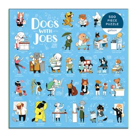 Galison Dogs with Jobs Puzzle, 500 Pieces, 20” x 20” – Jigsaw Puzzle Featuring an Amusing Illustration of Dogs – Thick, Sturdy Pieces, Challenging Family Activity, Great Gift Idea