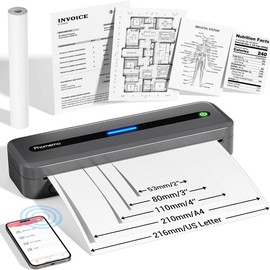 Phomemo-M832 upgraded portable wireless printer, suitable for travel, supports multi-size Bluetooth inkless printing, supports 8.5 inches x 11 inches US letters, mobile thermal printer, compatible with mobile phones and laptops, 300Dpi - Colour: gray