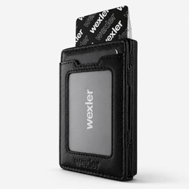 WEXLER Cartera Slim con Protección RFID, Mecanismo Pop-Up de Tarjetas y Compartimento Mágico para Billetes, Diseño Moderno y Acabados Premium