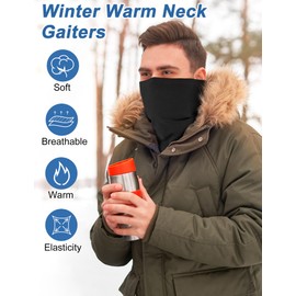 Becellen Pack of 2 Multifunctional Tube Scarf, Warm Windproof Neck Warmer, Elastic Neckerchief, Soft Winter Loop Scarf for Men and Women, Black, grey