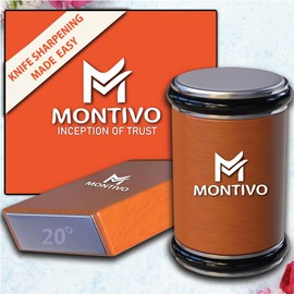 MONTIVO Rolling Knife Sharpener Tool, Knife Sharpening with Diamonds and Ceramic for Steel of Any Hardness, Kitchen Knife Sharpener Kit with 15° & 20° Magnetic Angle Base for Kitchen Knives