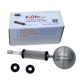 FLOTit 2.0 – Double Filter Inlet (DFI) with 500/300 micron mesh for floating dip tube with a ball float for always clear beer, less beer waste, and no clogging.