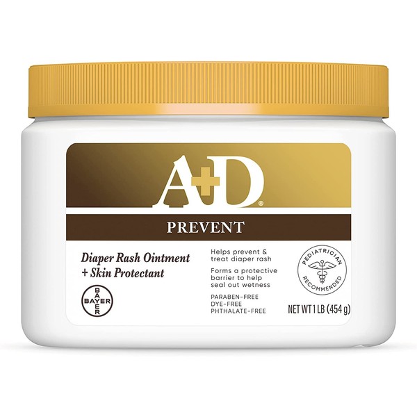 A+D Original Diaper Rash Ointment, Skin Protectant with Lanolin and Petrolatum, Seals Out Wetness, Helps Prevent Baby Diaper Rash, 1 Pound Jar. (2-Pack (1 Pound))