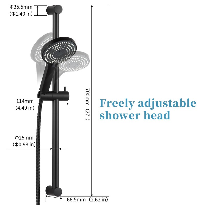 OFFO 6-Spray High Pressure Handheld Shower Head Combo with Adjustable