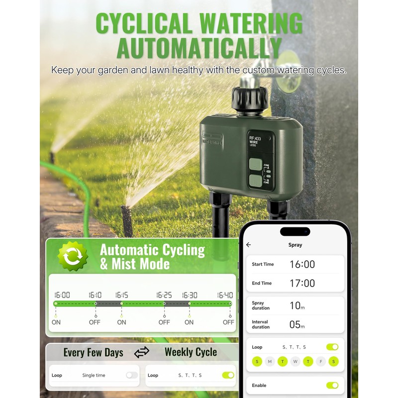 WILAWELS WiFi Water Timer for Garden Hose, Sprinkler Timer 2