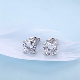 JiaYang Sparkling CZ Diamond Stud Earrings 925 Sterling Silver Cubic Zirconia Stud Earrings Hypoallergenic Stud Earrings for Women / Men Unisex Stud Earrings 4 mm - 8 mm, Cubic Zirconia