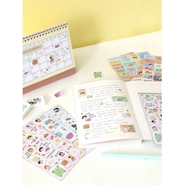 Indigo Questions and Answers Mindfulness Sticker Set 6 Sheets Dakku Point Diary Decoration Cute Illustration [C7 02-006561] Mindfulness / 인디고 자문자답 마음챙김 스티커 세트 6매 다꾸 포인트 다이어리 꾸미기 귀여운 일러스트 [C7 02-006561] 마음챙김