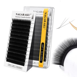 Nagaraku Eyelash Extensions, Matsueku L Curl That Can Be More Than 3D, 0.4 - 0.4 - 0.5 inches (10 - 11 - 12 mm), Mix 12 Rows, Seconds Fan, 0.003 inch (0.07 mm), Lightweight, Ultra Fine, High Lasting