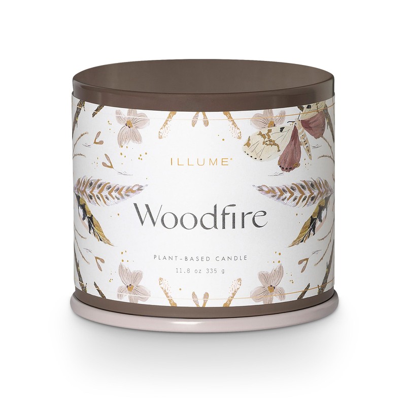 ILLUME Noble Holiday Woodfire Soy Candle, Small Iced Metal