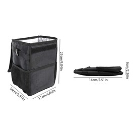 ValueHall Car Trash Can Foldable Waterproof Trash Bin Hanging Garbage Bag with Lid and Side Pockets V7077 (6L)