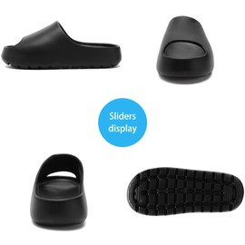 Uonesone Sliders Women Men Summer Cloud Sliders,Ultra-Soft Shower Bathroom Non-Slip Quick Drying Open Toe Super Soft Comfy Thick Sole slippers slides Indoor Outdoor(Black,10.5/11 UK)
