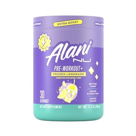 Alani Nu Limonada congelada en polvo pre-entrenamiento, extra potenciador, sin azúcar, 300 mg de cafeína, L-teanina, beta-alanina, citrulina, 30...   