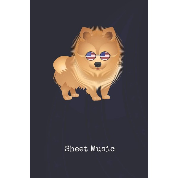 Sheet Music: Pomeranian USA | Blank Writing Journal | Patriotic
