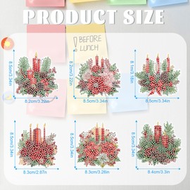 JICFDAO Pack of 6 Diamond Painting Magnets Fridge Advent Wreath Diamond Painting Magnets Fridge Kits Diamond Painting Stickers for Adults Christmas Decoration for Whiteboards Classrooms Offices