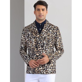 Lars Amadeus Leopard Printed Blazer for Men's Festival Peak Lapel Double-Breasted Sport Coat Animal Print Suit Jacket XX-Large Brown