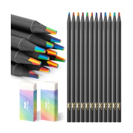 Mr. Pen- Rainbow Pencils, 12 pcs, 2 Pencil Erasers, 7 Color in 1 Rainbow Colored Pencil, Rainbow Pencils for Kids, Fun Pencils for Kids, Colored Pencils for Kids, Adult Colored Pencils