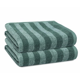 PREMIUS 2 Pack Stripes Hand Towel, Bath Towel, and Bath Sheet Towel, 100% Cotton Yarn Dyed, Hotel Luxurious Towel & Drying Experience, Great for Hands and Body (Teal-Green, Hand Towel)