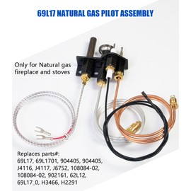 69L17 Pilot Assembly for Natural Gas Fireplace, Replaces 69L1701, 904405, J4117, NG SIT Pilot Replacement for IHP Lennox Elite, Merit, Superior, Serefina, Astria Fireplaces and Stoves