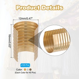 PATIKIL 16x12mm Leather Rope Clip, 120Pcs Metal Cylindrical Crimp Tubes Foldable End Cap Opening Crimps Fastener for Jewelry Making Tassel Leather Cords DIY Craft, 3 Color