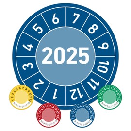 Test Date for the Year 2025 Annual Test Badge Maintenance 30 mm Diameter Blue (Pack of 100)