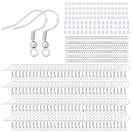 Earring Making Kits Silver Earring Hooks Hypoallergenic Ear Wires Fish Hook for DIY Jewelry Making Bulk Pack 600PCS