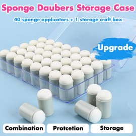 LOONENG - 40 piezas de esponja con estuche de almacenamiento - Esponja para dedos con cabeza de esponja suave, perfecto para pintar, dibujar, plantillas, hacer tarjetas y más