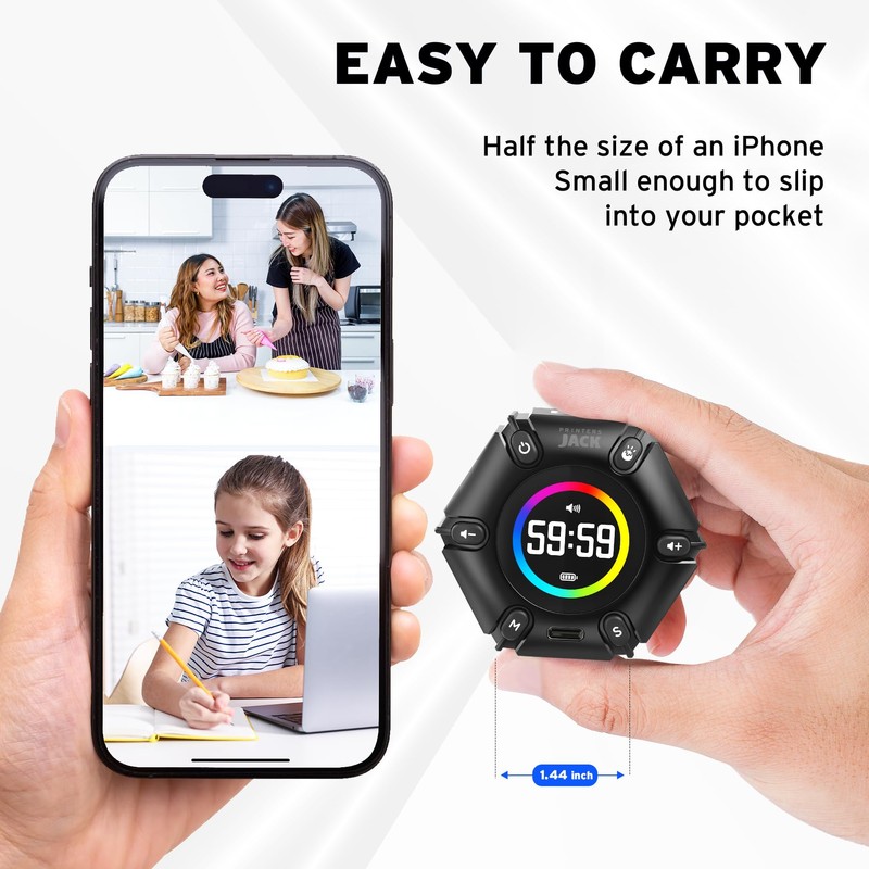 Jack Pomodoro Timer - Productivity Cube, Visual Focus Timer, Mute