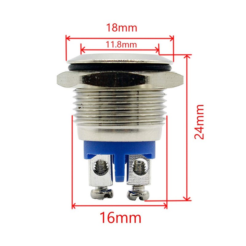 ESUPPORT Car 16mm Momentary Stainless Metal Push Button Switch Pack