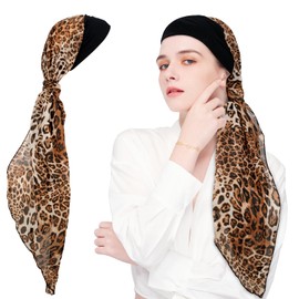 ADLLHO Chemo Elastic Head Wear for Women, Soft Fbrics Hair Scarf for Patients, hair weave sleeve for Hair Loss, Cover Hat Leopard Line