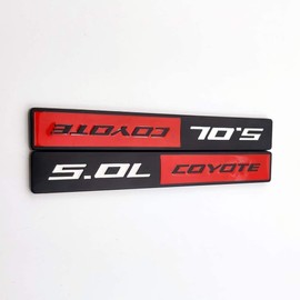 2X 5.0L Coyote Emblems, 3D Trim Fender Hook Trunk Badge Decals Stickers (Black-red)