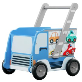 labebe Baby Wooden Learning Walker, 2-in-1 Toddler Push & Pull Toys Stroller Pushing Walker, Infant Sit to Stand Wood Walker Wagon, Transfer Cart Toy for Girls & Boys 1-3 Years Old Kids, Blue