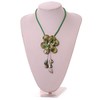 Avalaya Large Shell Flower Pendant with Faux Leather Cord in