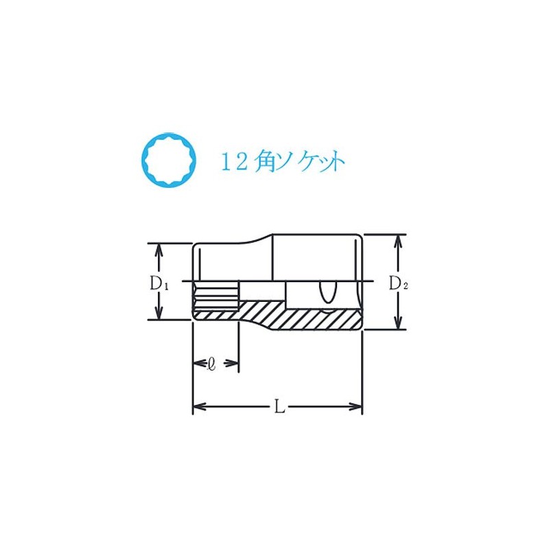 Yamashita Industrial Research Laboratory (Ko-ken) Socket, 12 Angle, 2405M-8, Insertion