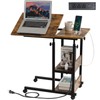 Hadulcet Adjustable C Table with Charging Station, Tiltable Desk C