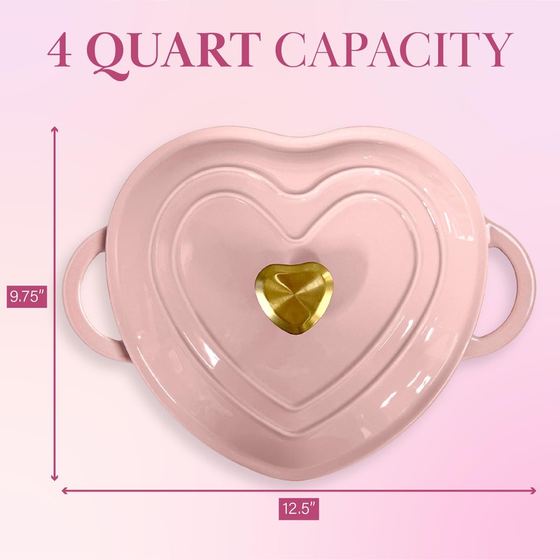 Paris Hilton Enameled Cast Iron Dutch Oven Heart-Shaped Pot with