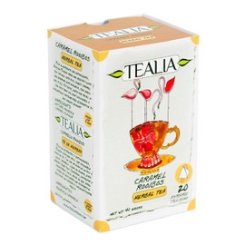 Tealia Caramel Rooibos Pyramid Tea Bags – Naturally Caffeine-Free Redbush Herbal Tea – 20 Pyramid Bags (2g Each) – Smooth, Aromatic, Premium Infusion