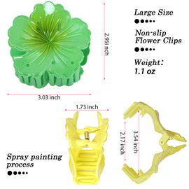 6 Pack Flower Hair Claw Clips for Women - Non-Slip Flower Hair Clip Thick/Thin Hair Floral Clips Summer Wedding Party Accessories (G: Rose yellow, rose red, orange, blue, green, yellow)