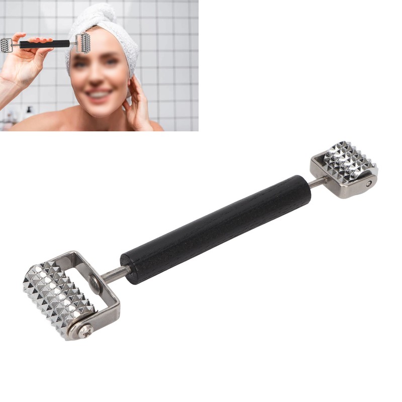 Face Massage Derma Roller Double Head Metal Ridged Derma Roller