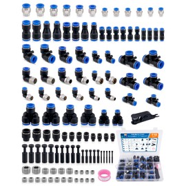 EilxMag 116PCS Quick Connect Air Hose Fitting Kit, 1/8" 1/4" 3/8" 1/2" Push to Connect Fittings Kit, Nylon Tubing Air Line Quick Release Pneumatic Connectors for Air Brake System or Fluid Transfer