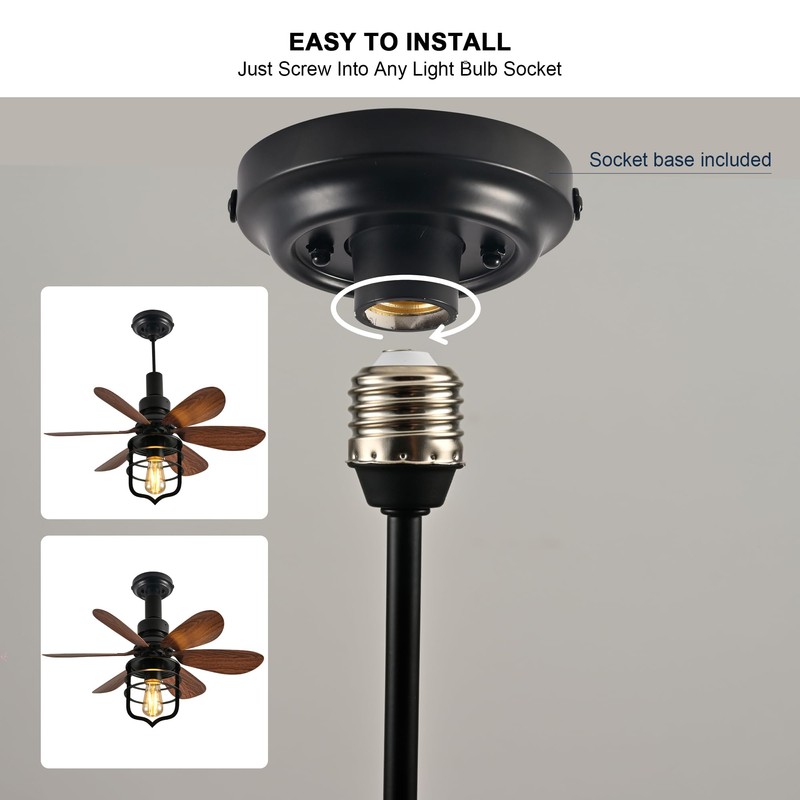 Garwarm 20IN Ceiling Fans with Lights, Socket Fan Light with