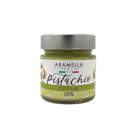 Aramella Gourmet Italian 50% Pistachio Cream – 7.05 oz Glass Jar – Made in Italy – No Artificial Colors, Flavors, or Palm Oil