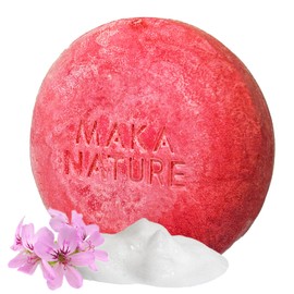 KGallery Maka Nature Low-Carbon Shampoo Bar | Korean K-Beauty Haircare with Natural Ingredients for Scalp & Hair Types | Vegan, Eco-Friendly, pH balanced, 3.35oz (Geranium)