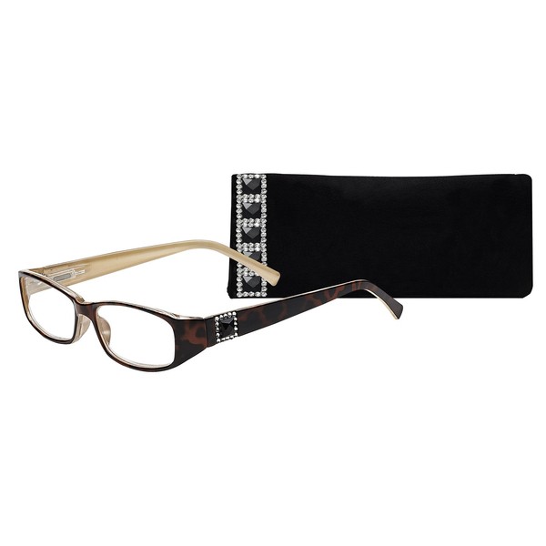 SAV Eyewear Women's Victoria Klein Crystals 9092 Demi Rectangular Reading Glasses, 27 mm + 1.75